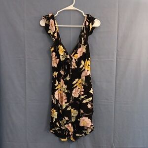Floral Black Romper